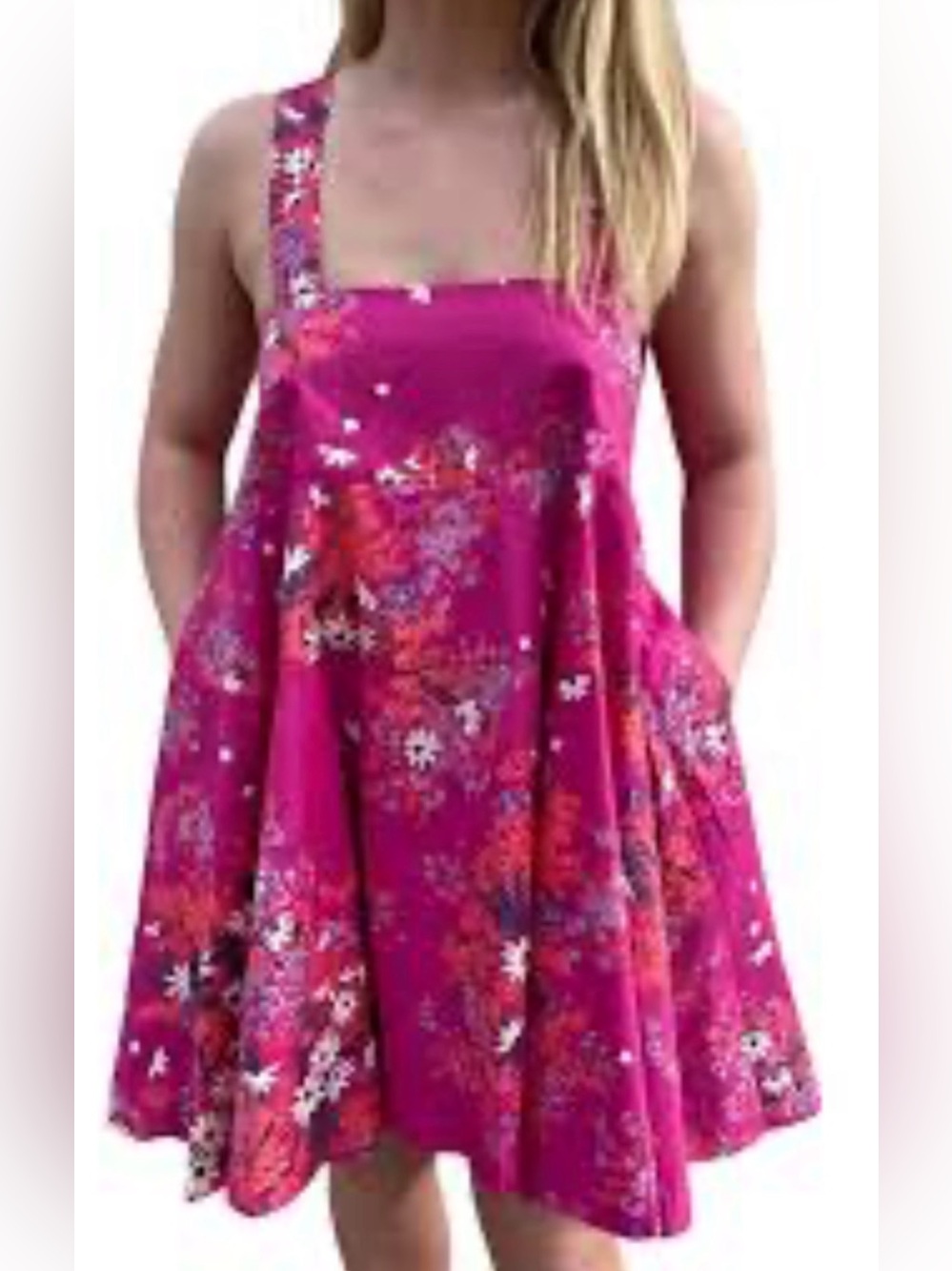 Free People Fuchsia Floral Back-Tie Sundress